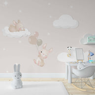 MinimalisticDecor.com-3D Clouds Wallpaper Mural: Kids Room