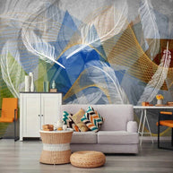 MinimalisticDecor.com-3D Geometric White Feather Wallpaper for Home Wall Decor