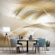 MinimalisticDecor.com-3D Golden Feather Wallpaper for Home Wall Decor