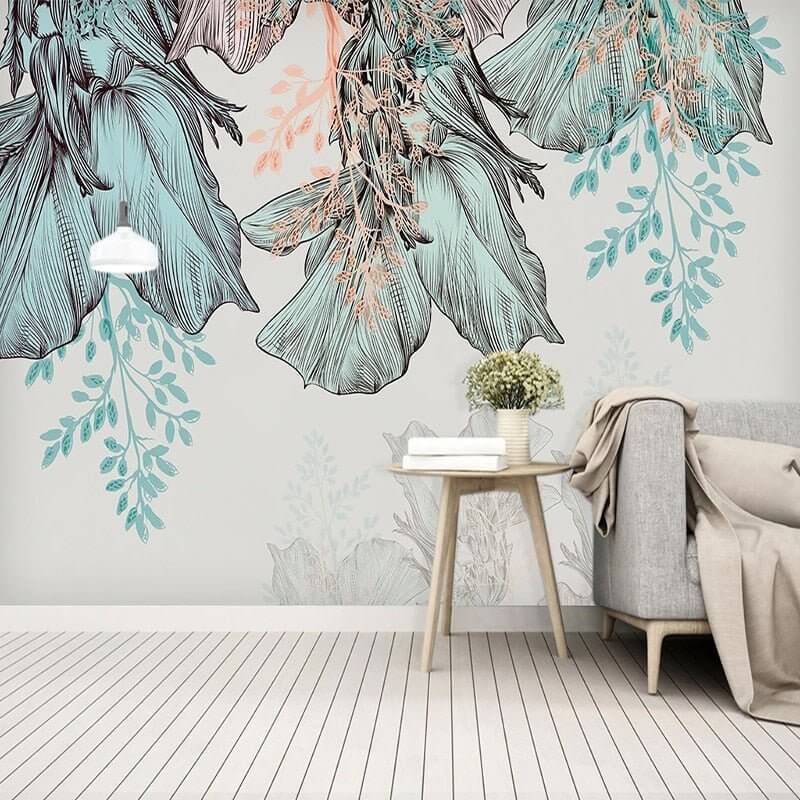 MinimalisticDecor.com-3D Leaves Design Theme: Tropical Wallpaper Murals