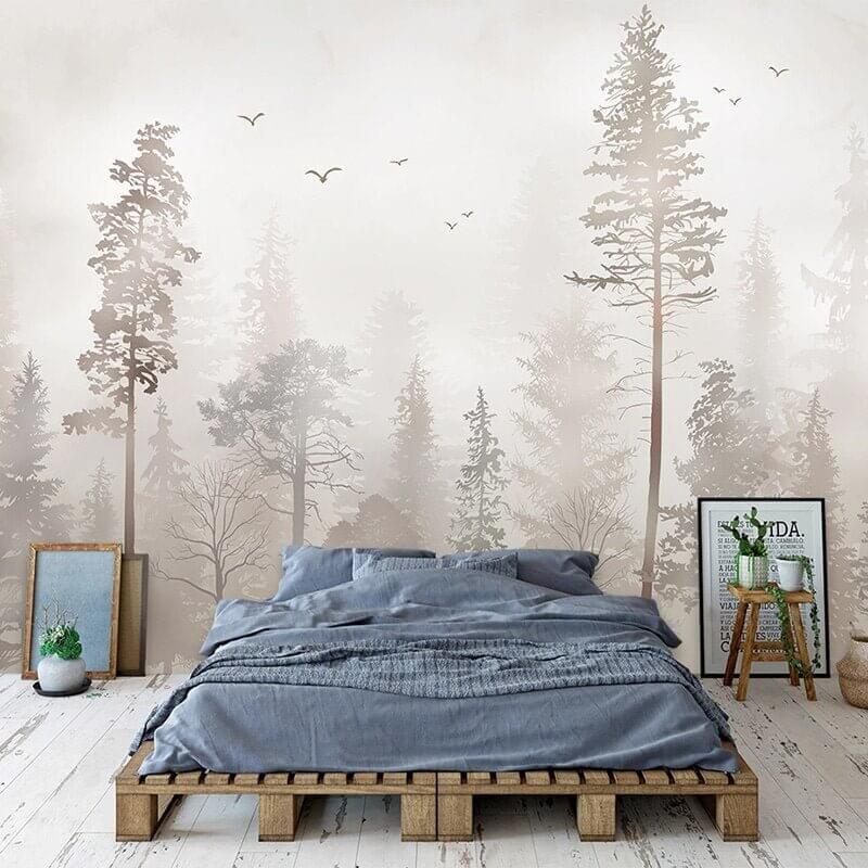 MinimalisticDecor.com-3D Nostalgic Forest Bird Wallpaper for Home Wall Decor