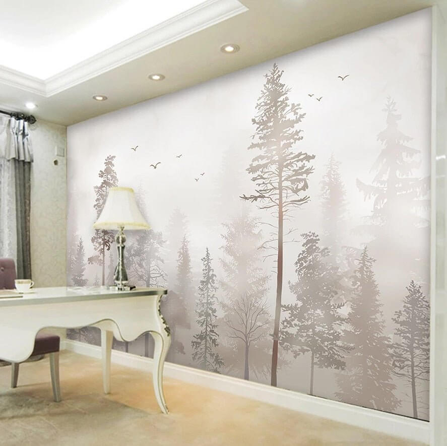 MinimalisticDecor.com-3D Nostalgic Forest Bird Wallpaper for Home Wall Decor