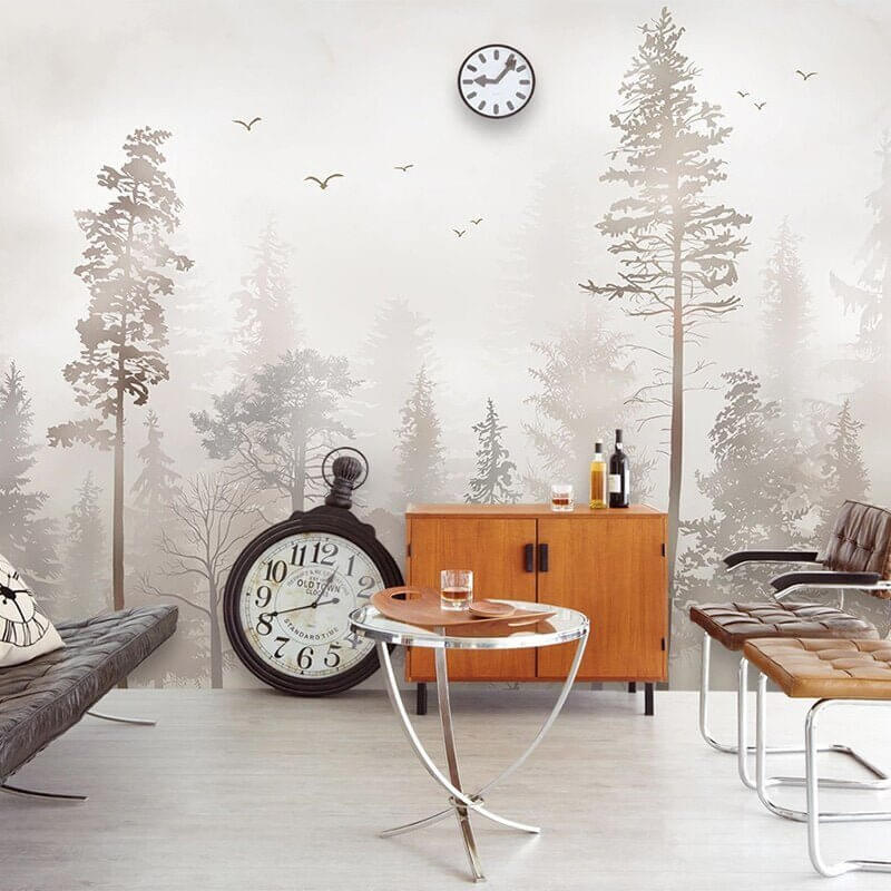 MinimalisticDecor.com-3D Nostalgic Forest Bird Wallpaper for Home Wall Decor