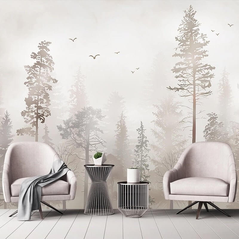 MinimalisticDecor.com-3D Nostalgic Forest Bird Wallpaper for Home Wall Decor