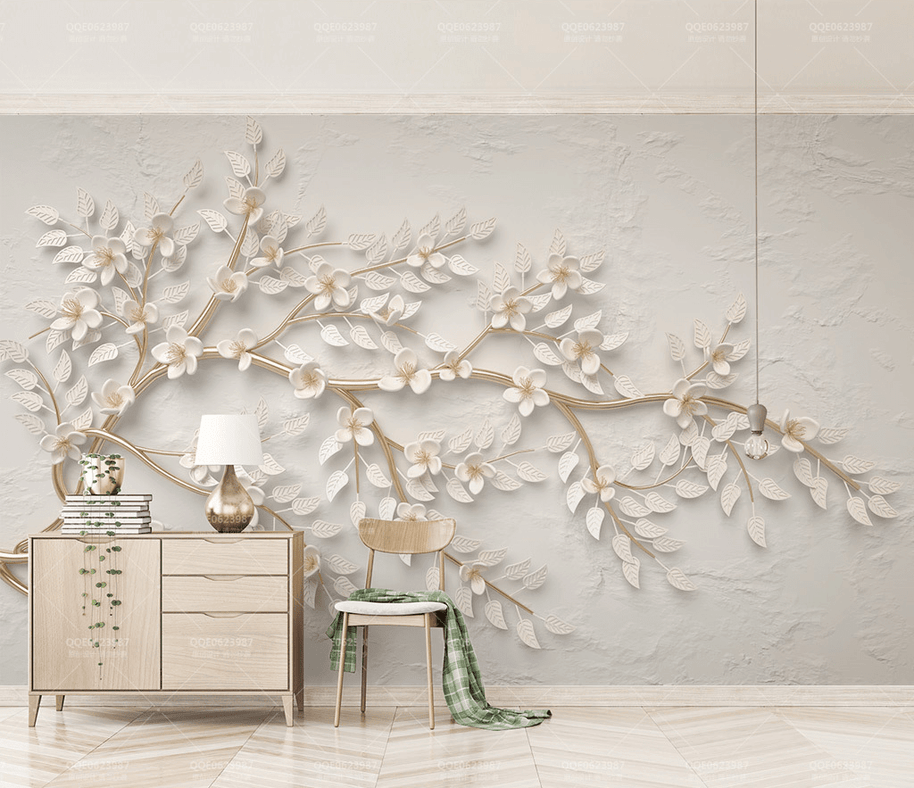 MinimalisticDecor.com-3D Tree Bended Branches Wallpaper Murals