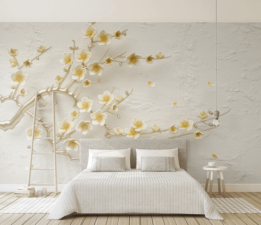 MinimalisticDecor.com-3D Tree Flowers Wallpaper Murals - Transform Your Walls