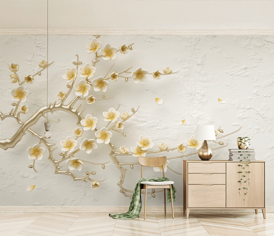 MinimalisticDecor.com-3D Tree Flowers Wallpaper Murals - Transform Your Walls