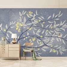 MinimalisticDecor.com-3D Tree with White Leaves Wallpaper Murals