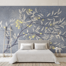 MinimalisticDecor.com-3D Tree with White Leaves Wallpaper Murals