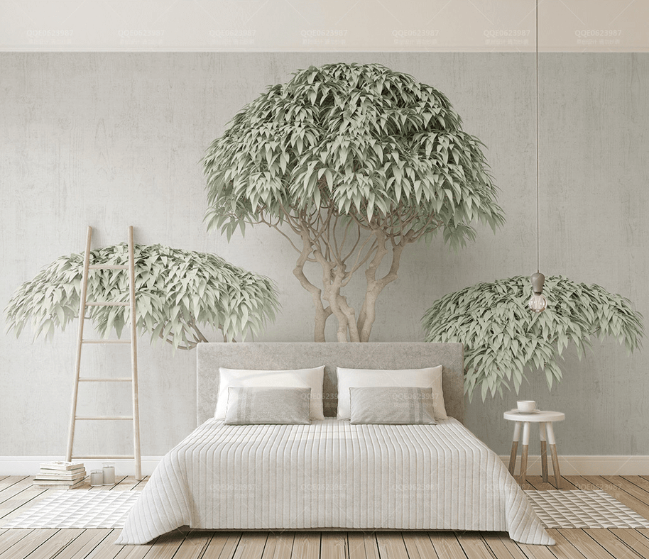 MinimalisticDecor.com-3D Wide Green Tree Wallpaper Murals an Immersive Experience