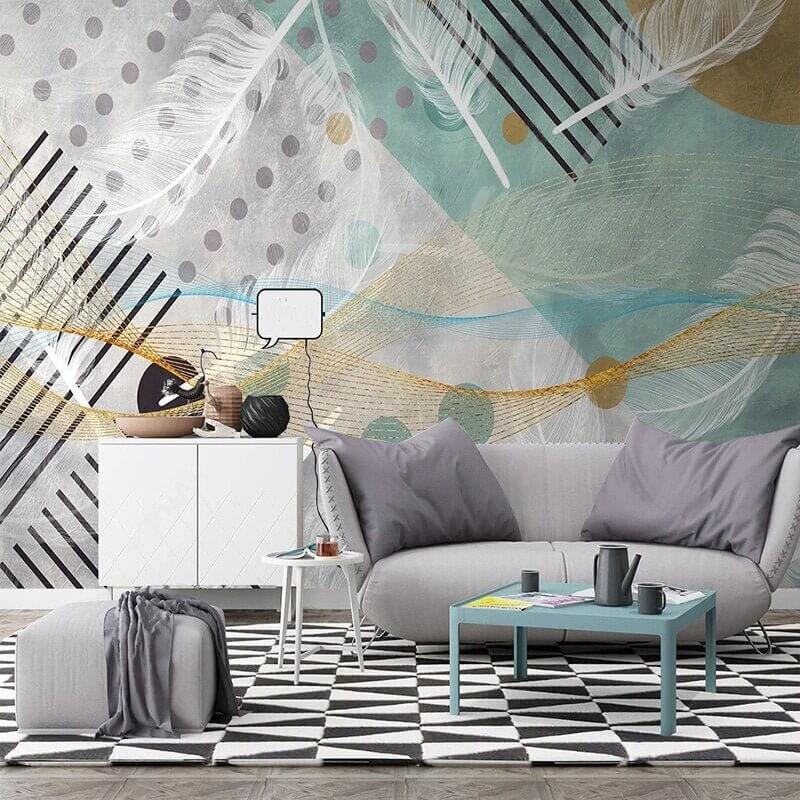 MinimalisticDecor.com-Abstract Green Geometric Wallpaper for Home Wall Decor