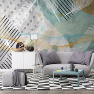 MinimalisticDecor.com-Abstract Green Geometric Wallpaper for Home Wall Decor