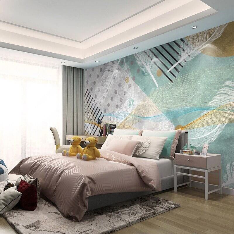 MinimalisticDecor.com-Abstract Green Geometric Wallpaper for Home Wall Decor
