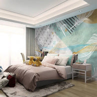 MinimalisticDecor.com-Abstract Green Geometric Wallpaper for Home Wall Decor