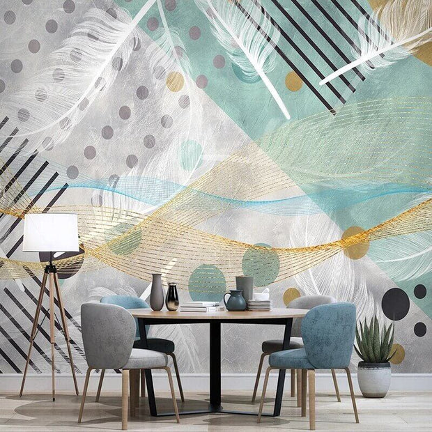 MinimalisticDecor.com-Abstract Green Geometric Wallpaper for Home Wall Decor