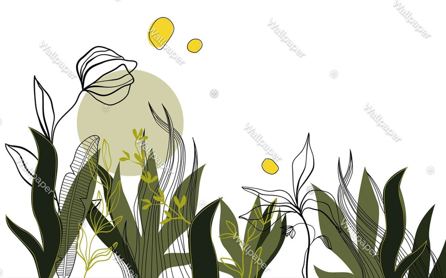 MinimalisticDecor.com-Abstract Green Leaf Wallpaper Mural - Transform Your Space