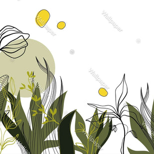 MinimalisticDecor.com-Abstract Green Leaf Wallpaper Mural - Transform Your Space