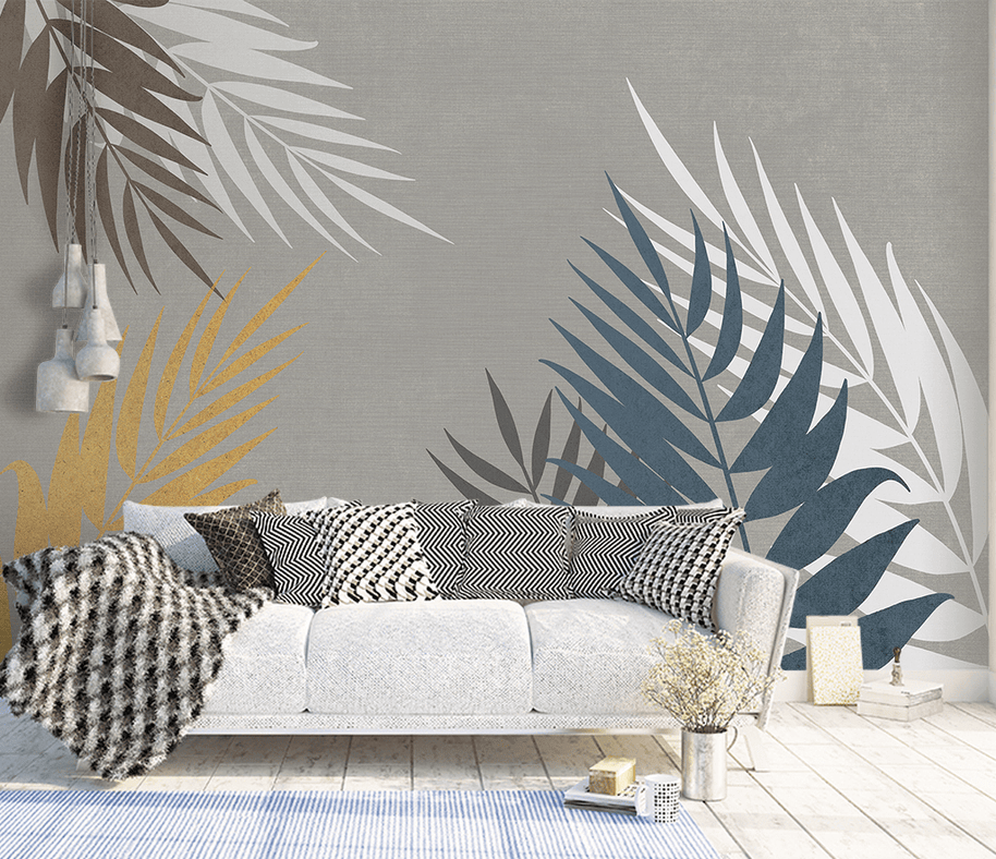 MinimalisticDecor.com-Abstract Leaves Wallpaper Murals: Transform Your Space