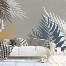 MinimalisticDecor.com-Abstract Leaves Wallpaper Murals: Transform Your Space