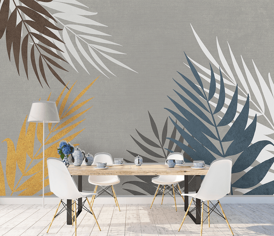 MinimalisticDecor.com-Abstract Leaves Wallpaper Murals: Transform Your Space