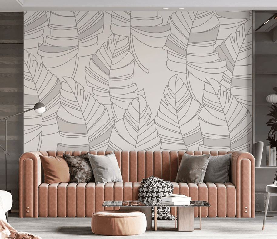 MinimalisticDecor.com-Abstract Lines Design - Leaves Wallpaper Murals