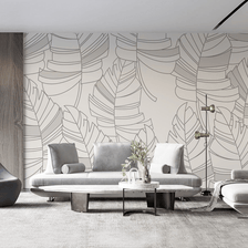 MinimalisticDecor.com-Abstract Lines Design - Leaves Wallpaper Murals