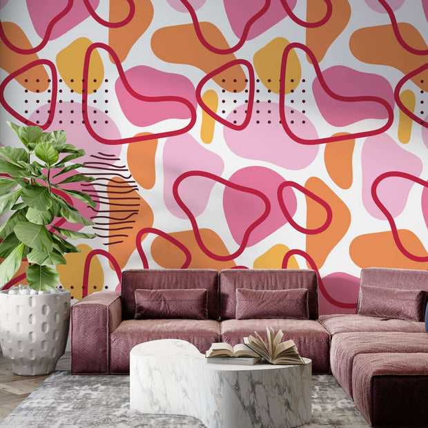 MinimalisticDecor.com-Abstract Pink Wallpaper Mural - Transform Your Space