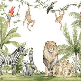 MinimalisticDecor.com-Active Jungle Buddies Wallpaper: Vibrant Décor for Kids