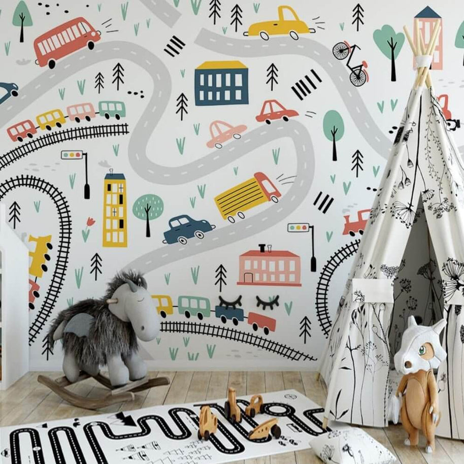 MinimalisticDecor.com-Adventurous Car Track Journey Wall