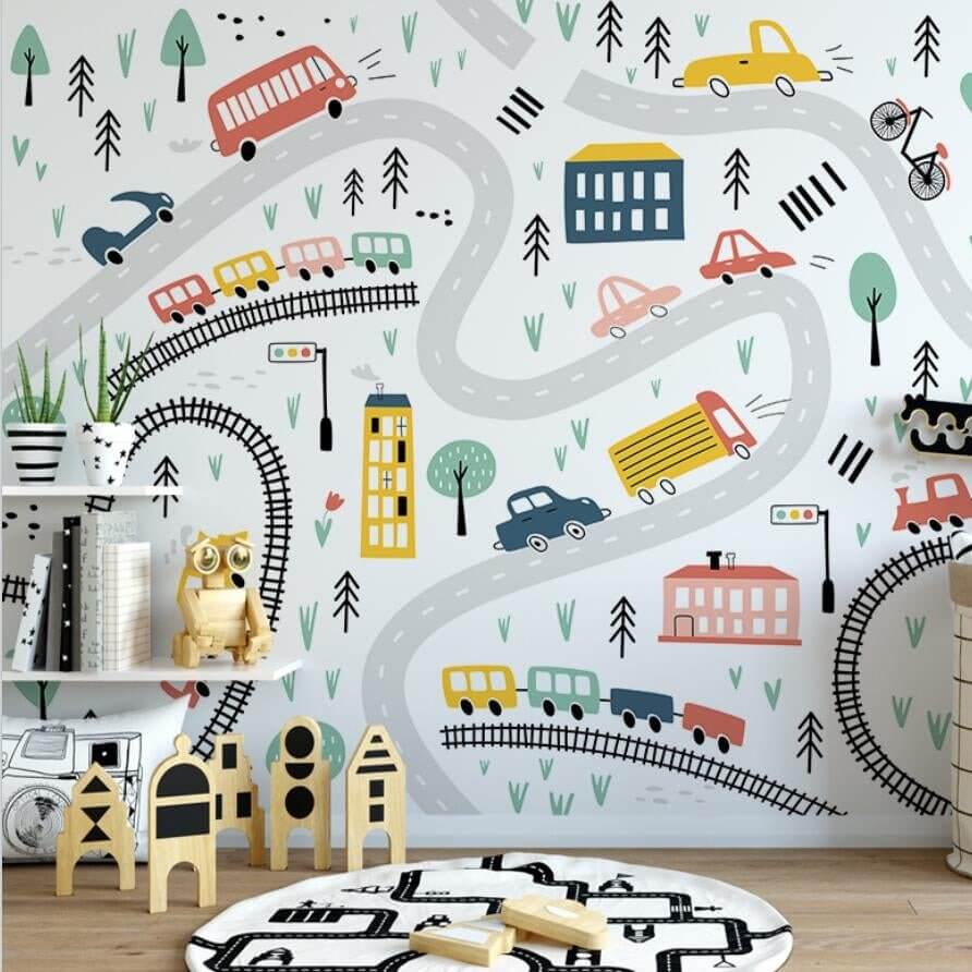 MinimalisticDecor.com-Adventurous Car Track Journey Wall