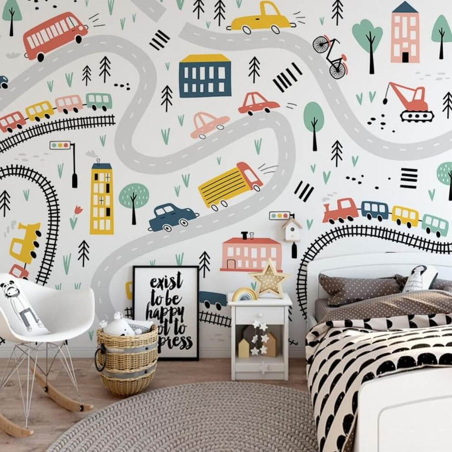 MinimalisticDecor.com-Adventurous Car Track Journey Wall