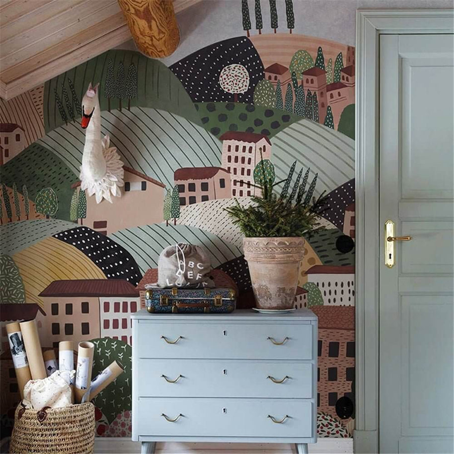 MinimalisticDecor.com-Alpine Village Wallpaper Mural: Transform Your Space!