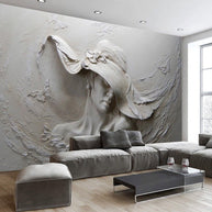 MinimalisticDecor.com-Ancient Style Lady with Hat Wallpaper for Home Wall Decor