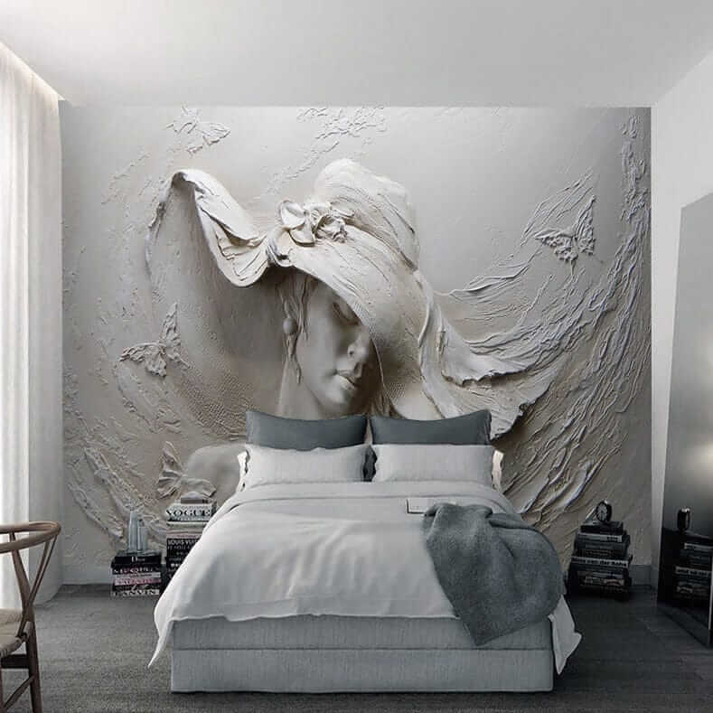 MinimalisticDecor.com-Ancient Style Lady with Hat Wallpaper for Home Wall Decor