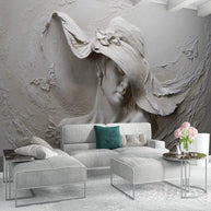 MinimalisticDecor.com-Ancient Style Lady with Hat Wallpaper for Home Wall Decor