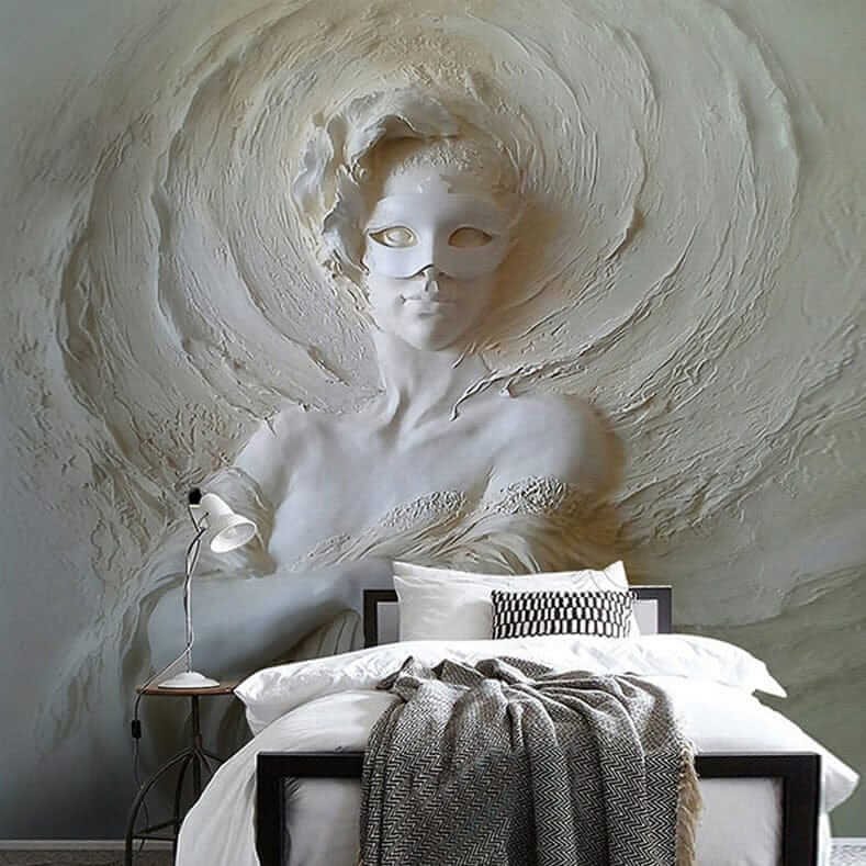 MinimalisticDecor.com-Ancient Style Masked Lady Wallpaper for Home Wall Decor