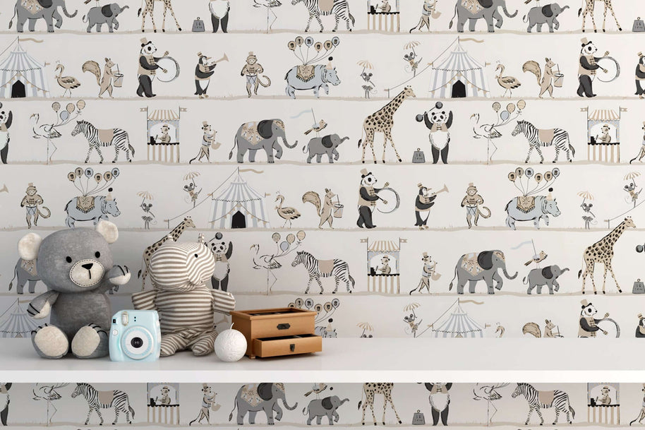 MinimalisticDecor.com-Animal Circus - Kids Room Wallpaper Mural