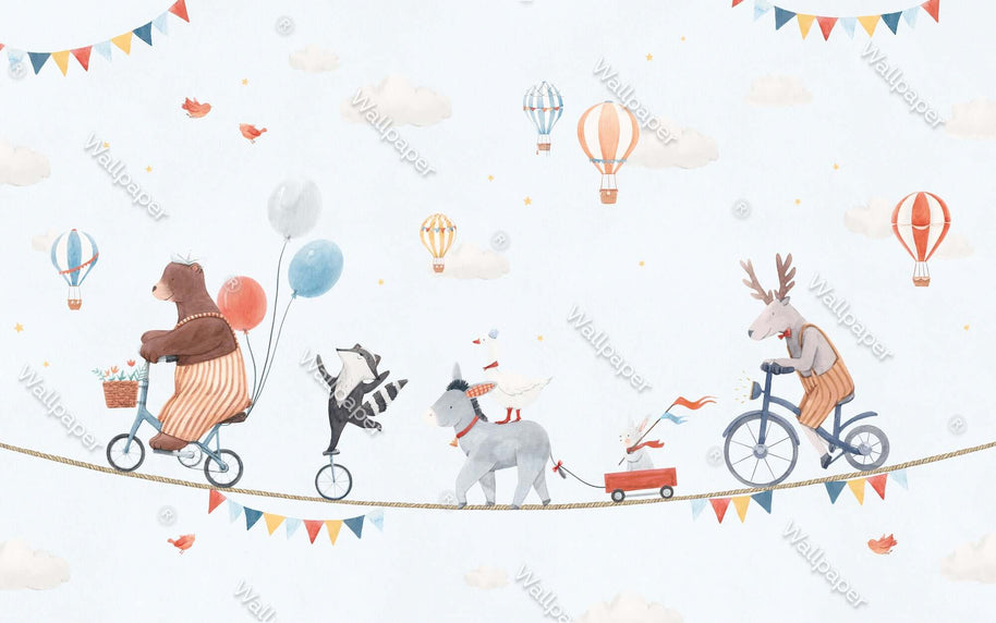 MinimalisticDecor.com-Animals Circus Kids Room Wallpaper Mural