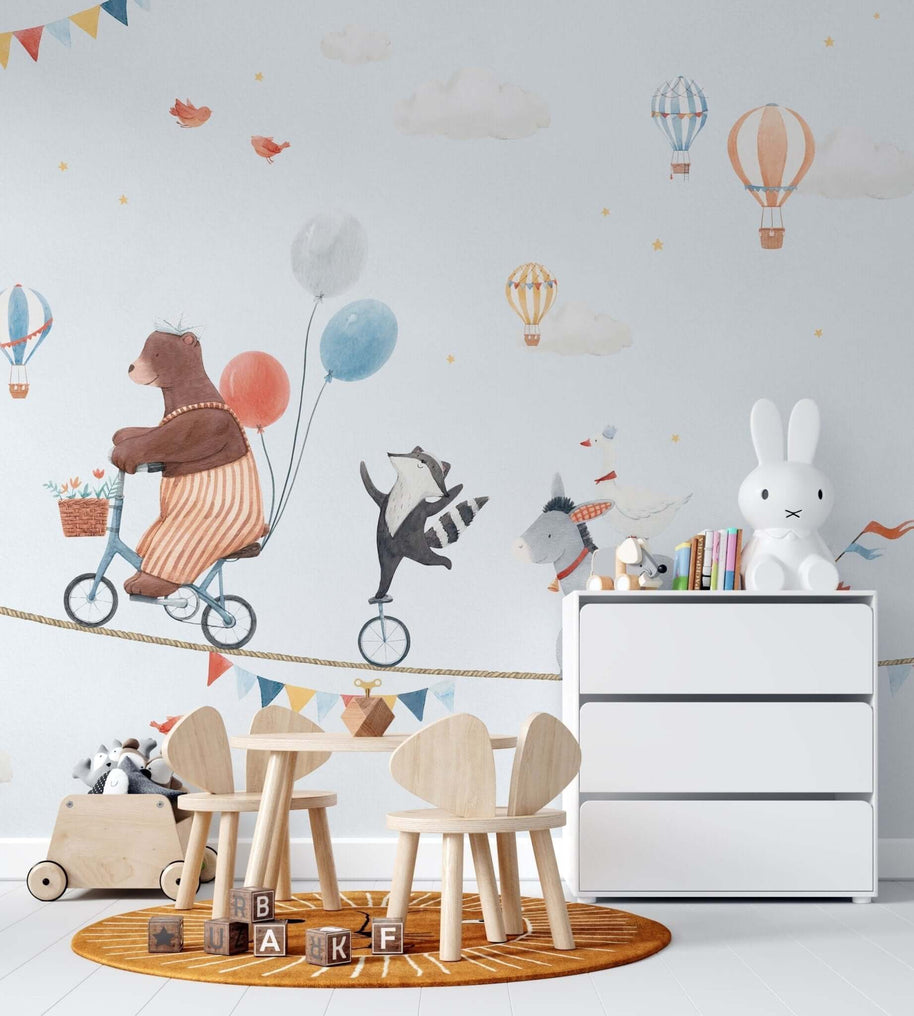 MinimalisticDecor.com-Animals Circus Kids Room Wallpaper Mural