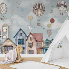 MinimalisticDecor.com-Animals on BalloonAnimals on Balloon - Kids Room Wallpaper Mural