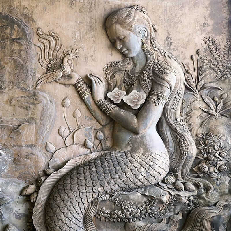 MinimalisticDecor.com-Artistic Mermaid Haven Living Room Mural Wallpaper