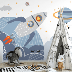 MinimalisticDecor.com-Astronaut Planets Wallpaper - Spaceman Adventure for Walls