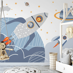 MinimalisticDecor.com-Astronaut Planets Wallpaper - Spaceman Adventure for Walls