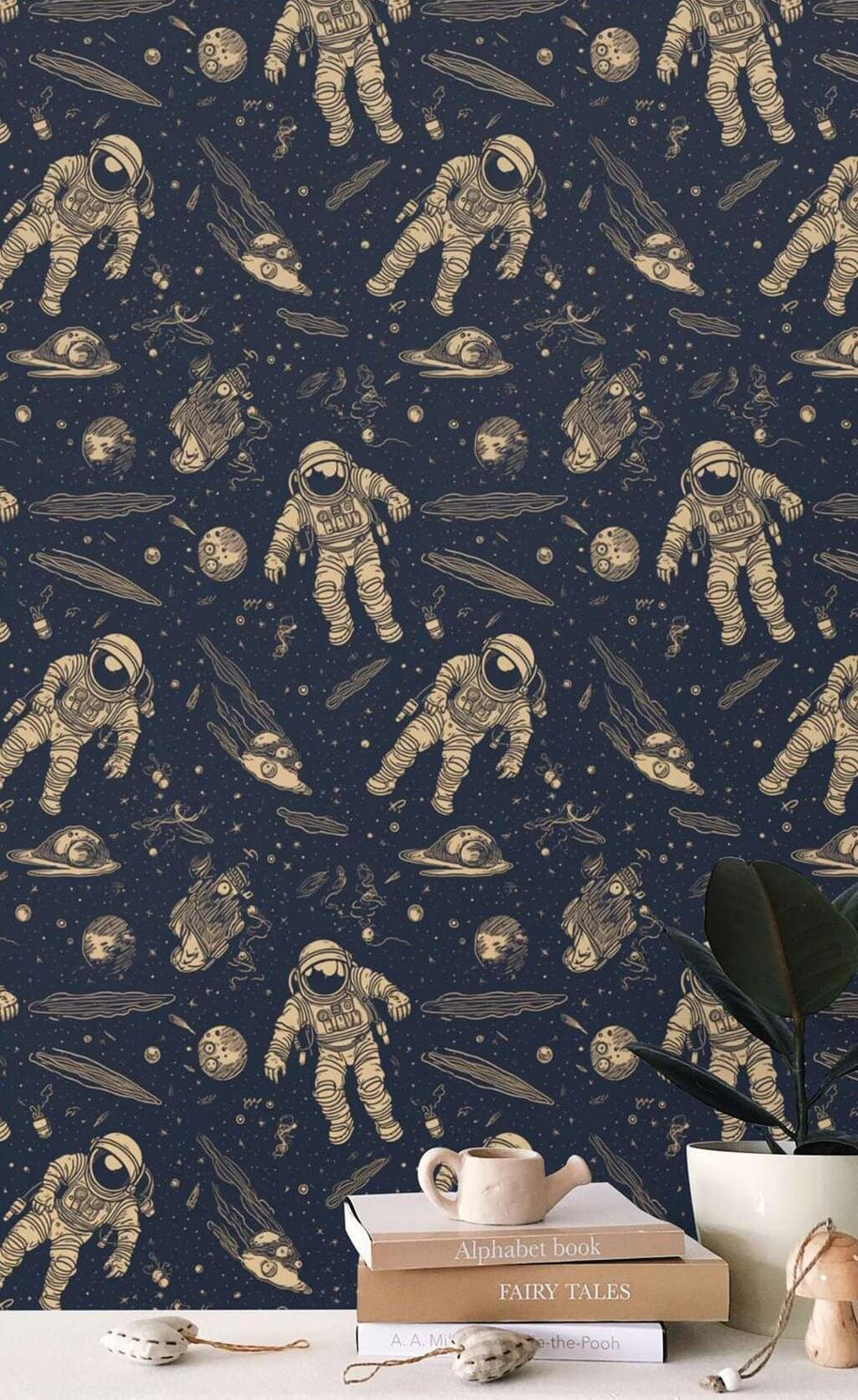 MinimalisticDecor.com-Astronauts on Moon Wallpaper Mural for kids Room