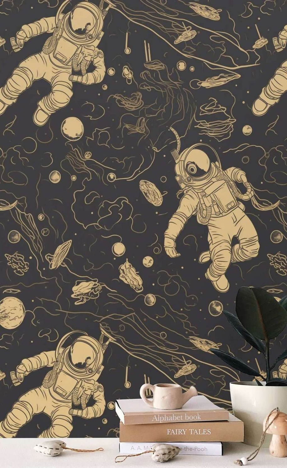 MinimalisticDecor.com-Astronauts Space Wallpaper Mural for Kids Room