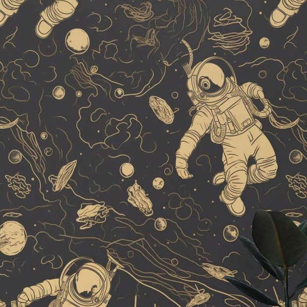 MinimalisticDecor.com-Astronauts Space Wallpaper Mural for Kids Room