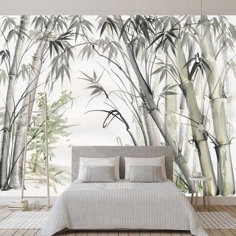 MinimalisticDecor.com-Bamboo Bars Plants Trees Wallpaper for Home Wall Decor