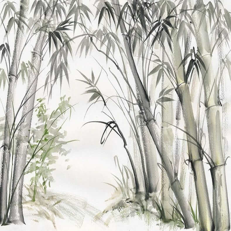 MinimalisticDecor.com-Bamboo Bars Plants Trees Wallpaper for Home Wall Decor