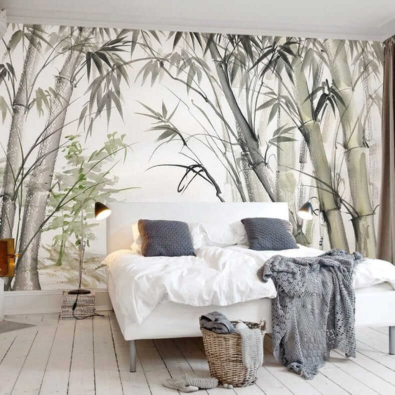 MinimalisticDecor.com-Bamboo Bars Plants Trees Wallpaper for Home Wall Decor