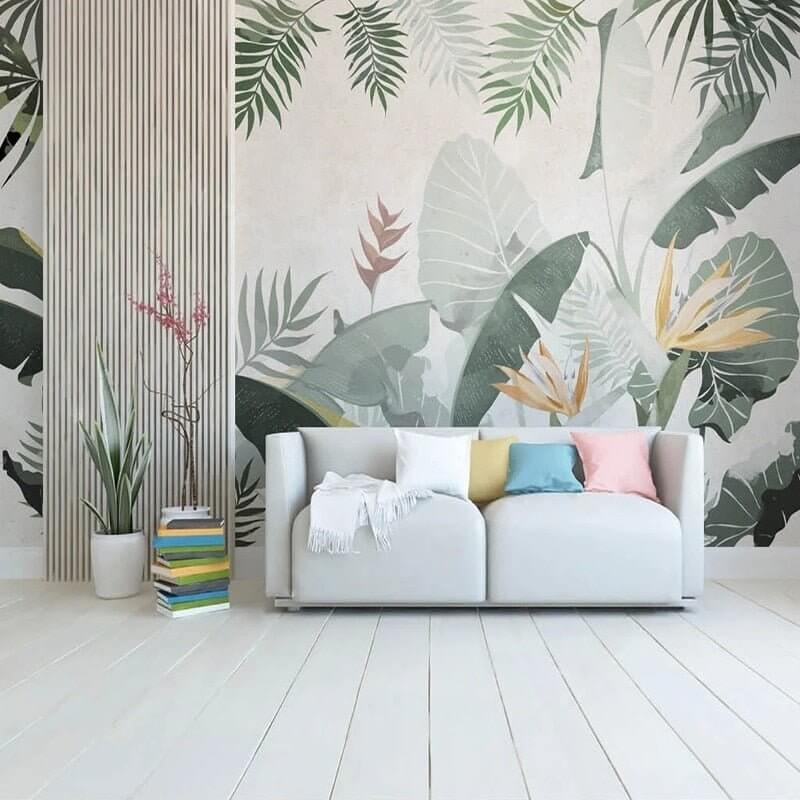 MinimalisticDecor.com-Banana Leaves Tropical Wallpaper Mural